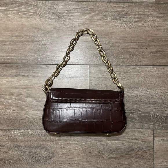 Zara brown shoulder bag with gold chain strap - Picture 2 of 5